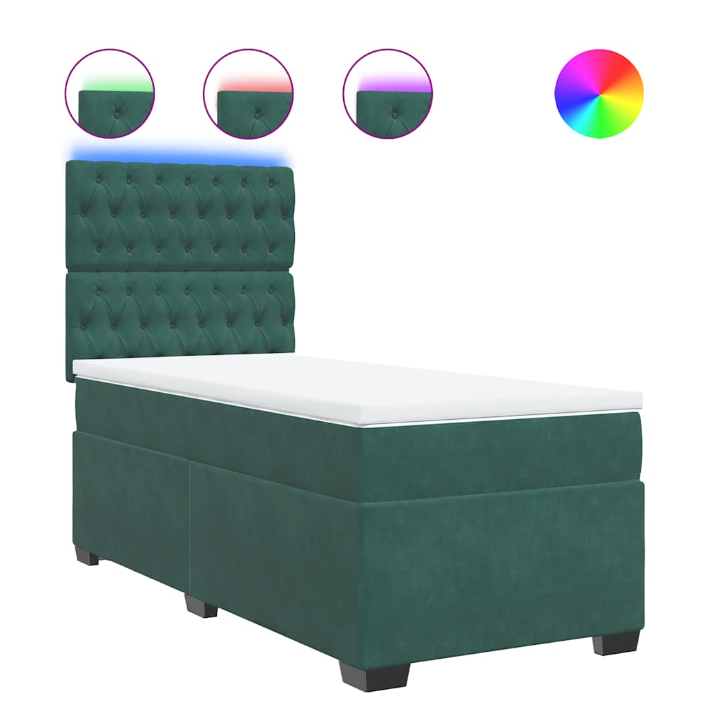 Boxspring met matras fluweel donkergroen 90x190 cm is nu te koop bij PeponiXL, paradijselijk wonen!