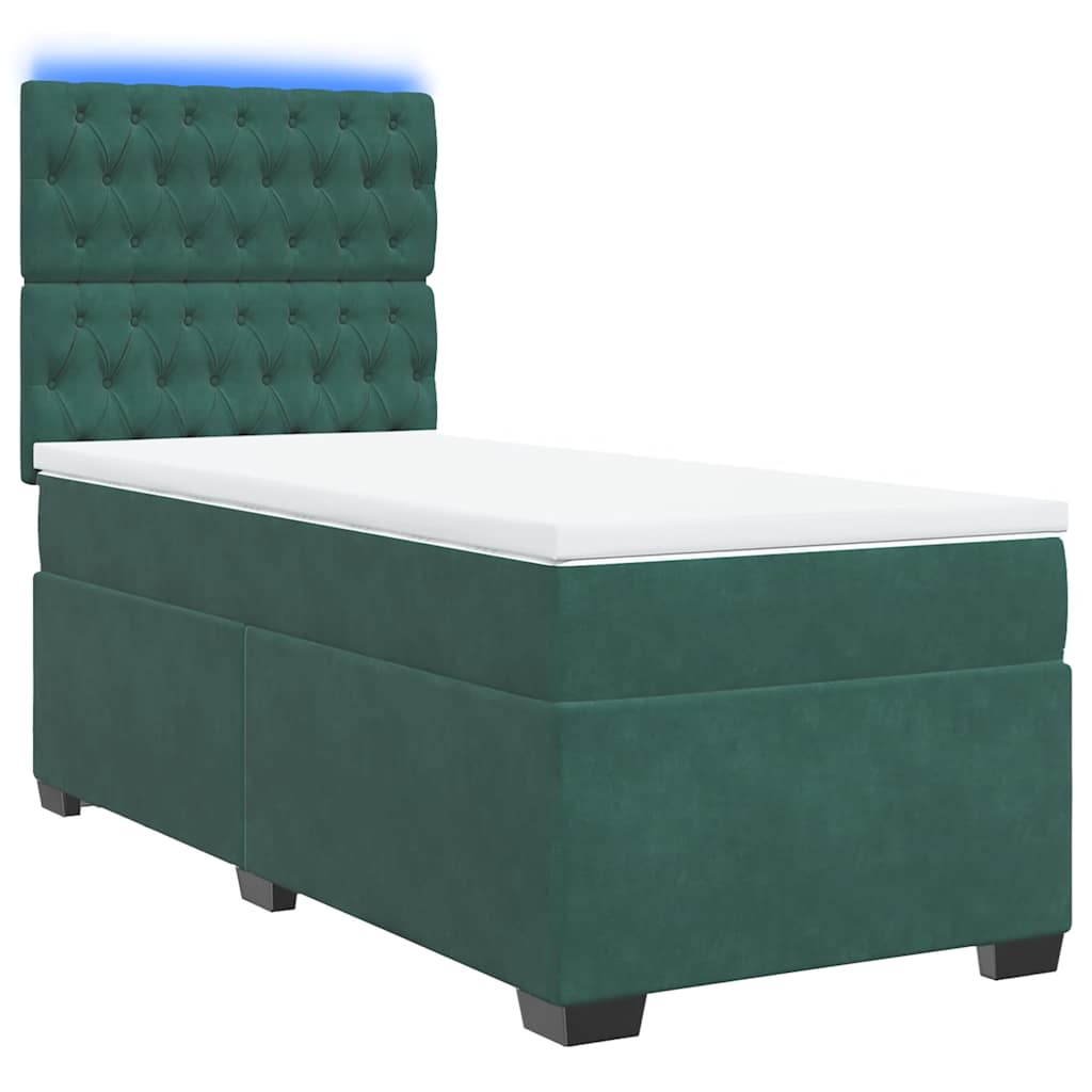 Boxspring met matras fluweel donkergroen 90x190 cm is nu te koop bij PeponiXL, paradijselijk wonen!