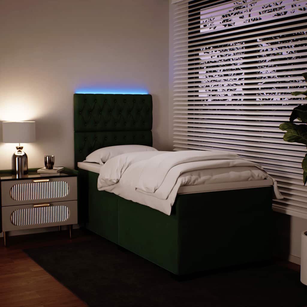 Boxspring met matras fluweel donkergroen 90x190 cm is nu te koop bij PeponiXL, paradijselijk wonen!