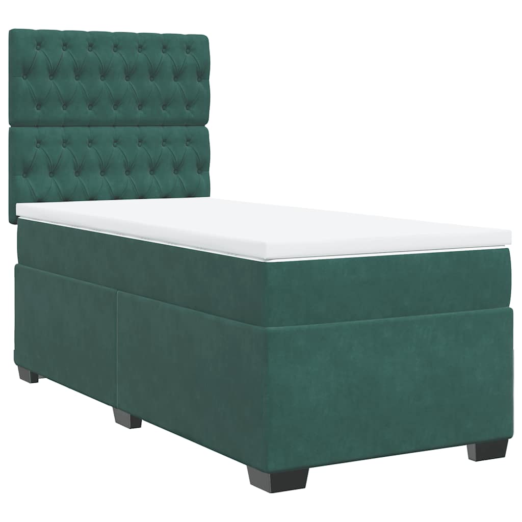 Boxspring met matras fluweel donkergroen 90x190 cm is nu te koop bij PeponiXL, paradijselijk wonen!