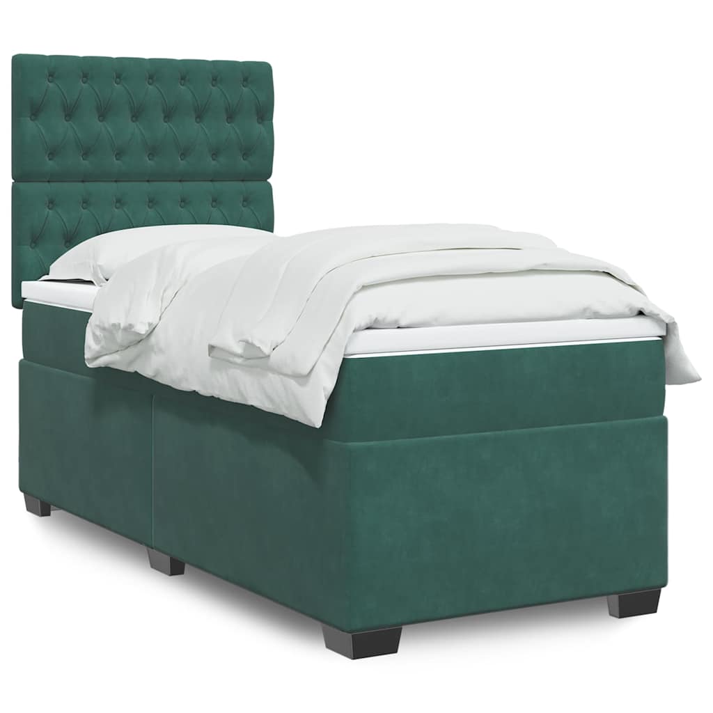 Boxspring met matras fluweel donkergroen 90x190 cm is nu te koop bij PeponiXL, paradijselijk wonen!