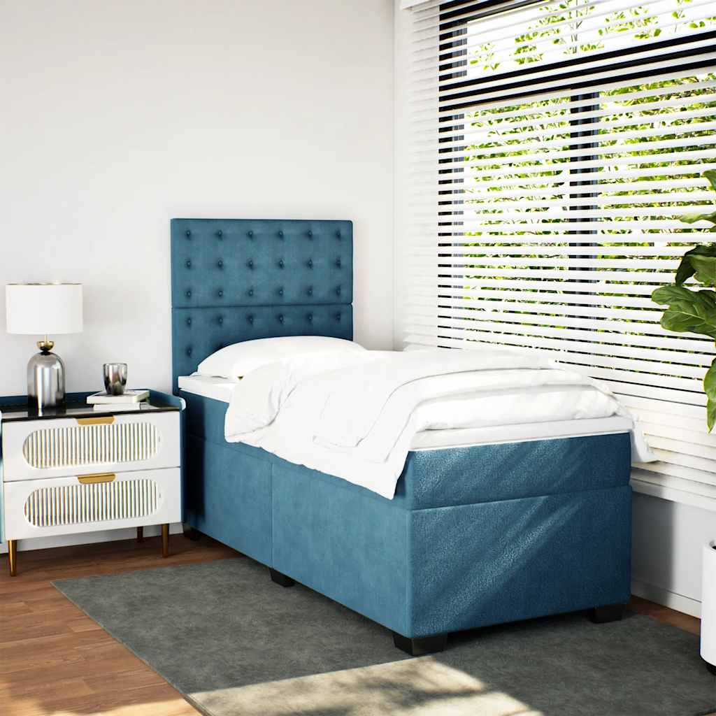 Boxspring met matras fluweel blauw 90x190 cm is nu te koop bij PeponiXL, paradijselijk wonen!