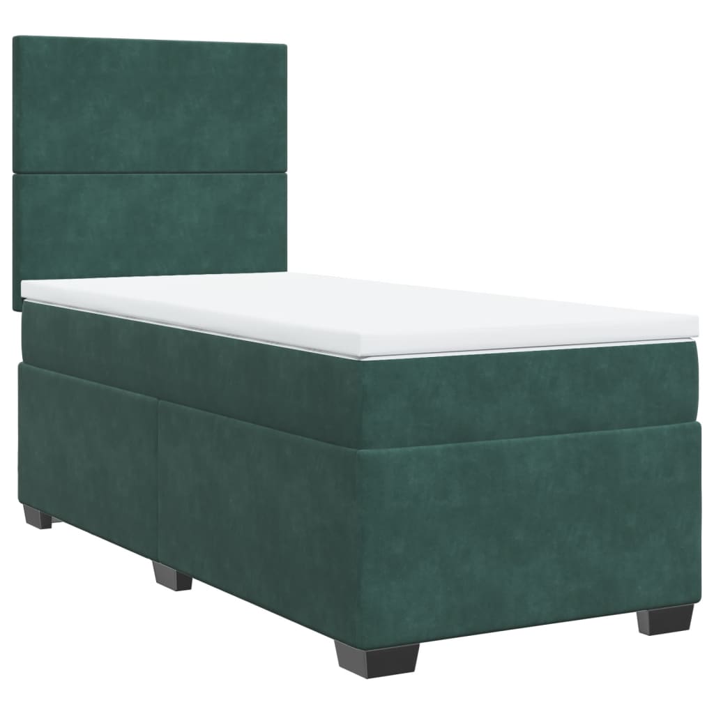 Boxspring met matras fluweel donkergroen 90x200 cm is nu te koop bij PeponiXL, paradijselijk wonen!