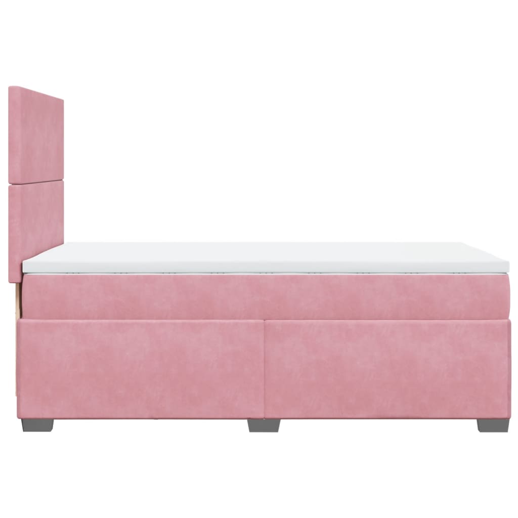 Boxspring met matras fluweel roze 90x200 cm is nu te koop bij PeponiXL, paradijselijk wonen!