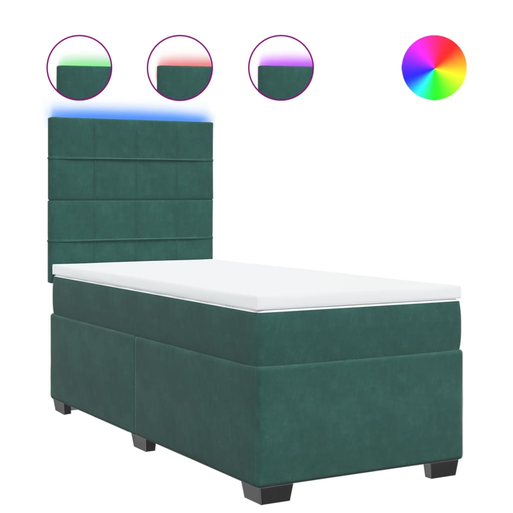 Boxspring met matras fluweel donkergroen 90x200 cm is nu te koop bij PeponiXL, paradijselijk wonen!