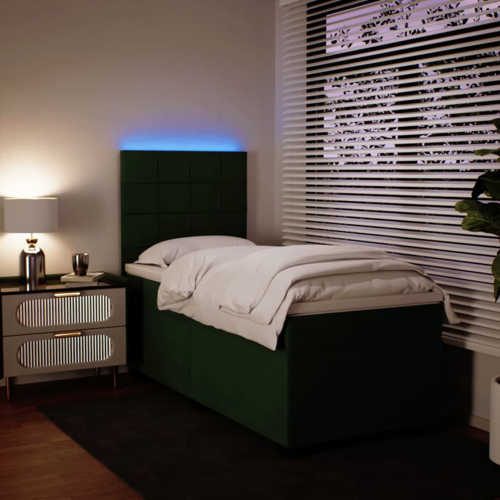 Boxspring met matras fluweel donkergroen 90x200 cm is nu te koop bij PeponiXL, paradijselijk wonen!