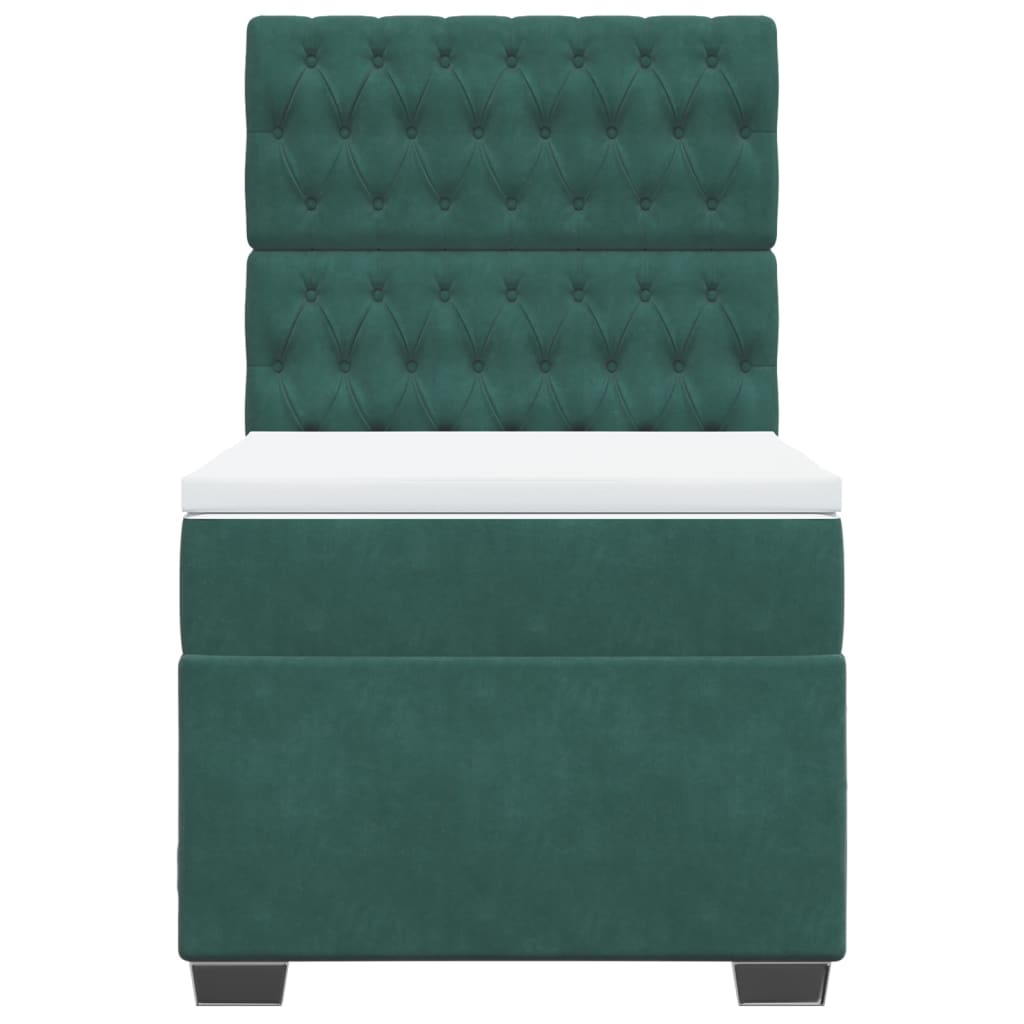 Boxspring met matras fluweel donkergroen 90x200 cm is nu te koop bij PeponiXL, paradijselijk wonen!