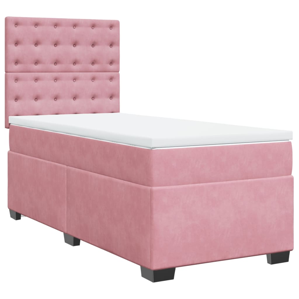 Boxspring met matras fluweel roze 90x200 cm is nu te koop bij PeponiXL, paradijselijk wonen!