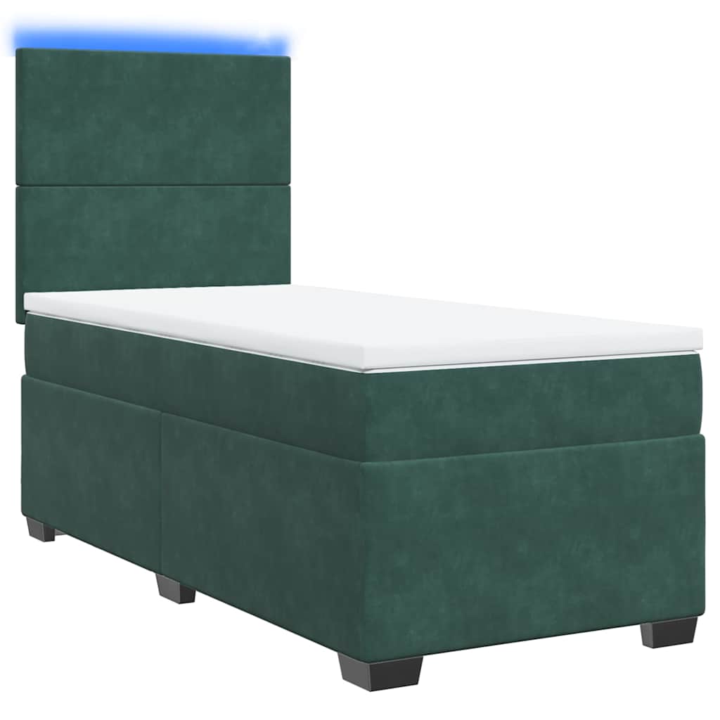 Boxspring met matras fluweel donkergroen 100x200 cm is nu te koop bij PeponiXL, paradijselijk wonen!