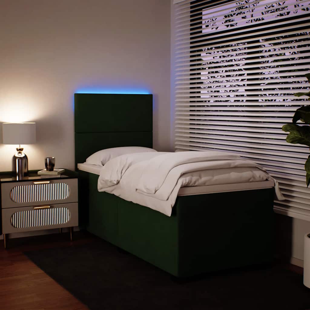 Boxspring met matras fluweel donkergroen 100x200 cm is nu te koop bij PeponiXL, paradijselijk wonen!