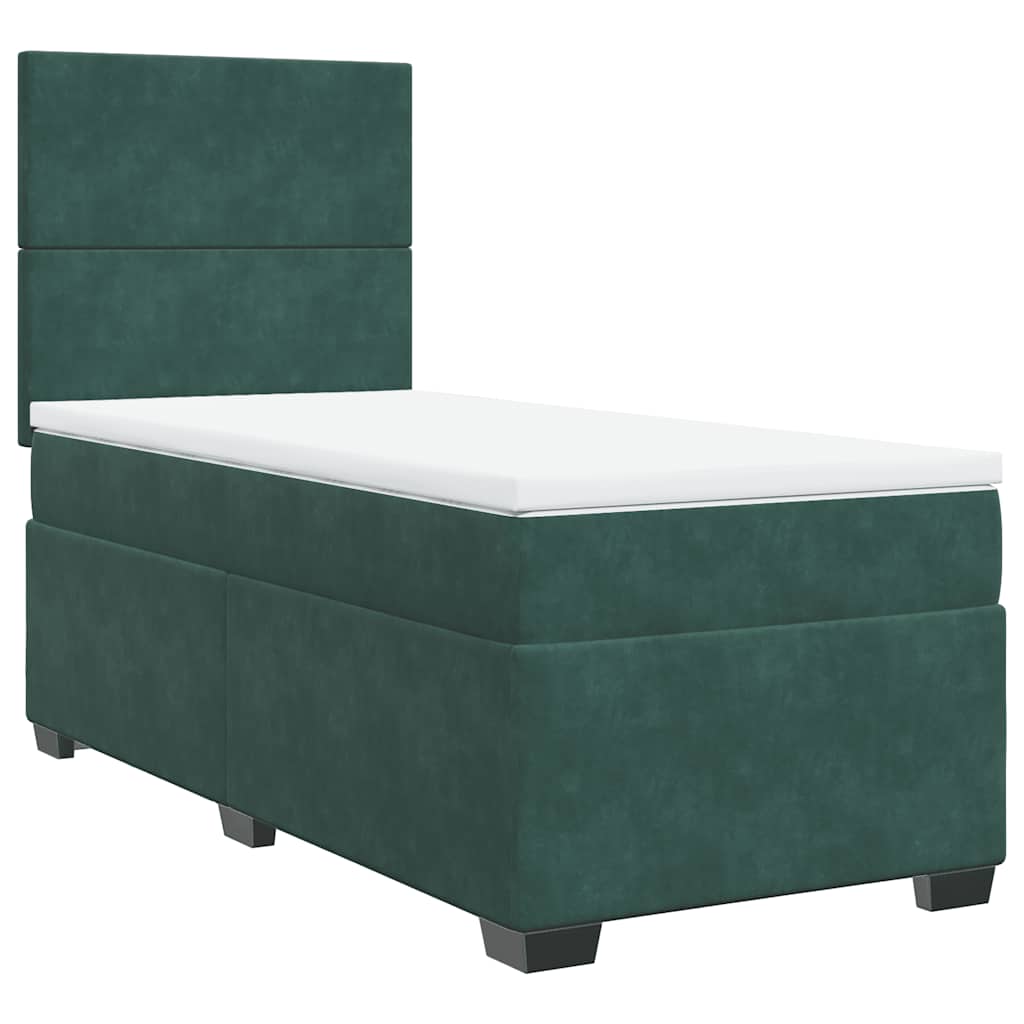 Boxspring met matras fluweel donkergroen 100x200 cm is nu te koop bij PeponiXL, paradijselijk wonen!