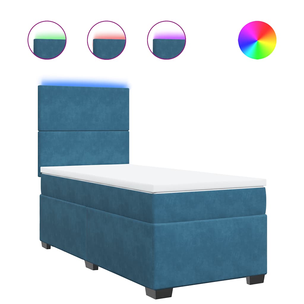 Boxspring met matras fluweel blauw 100x200 cm is nu te koop bij PeponiXL, paradijselijk wonen!