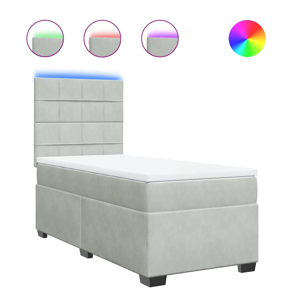 Boxspring met matras fluweel lichtgrijs 100x200 cm is nu te koop bij PeponiXL, paradijselijk wonen!
