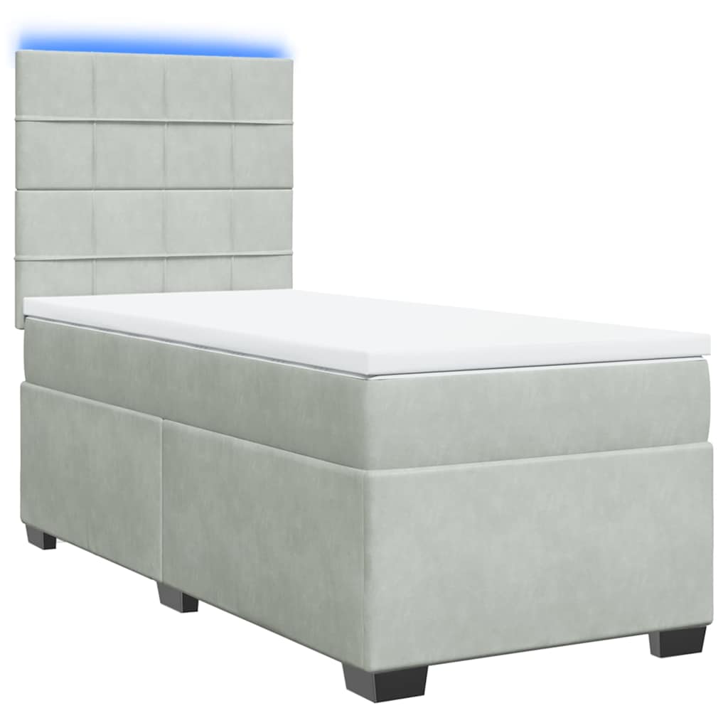 Boxspring met matras fluweel lichtgrijs 100x200 cm is nu te koop bij PeponiXL, paradijselijk wonen!