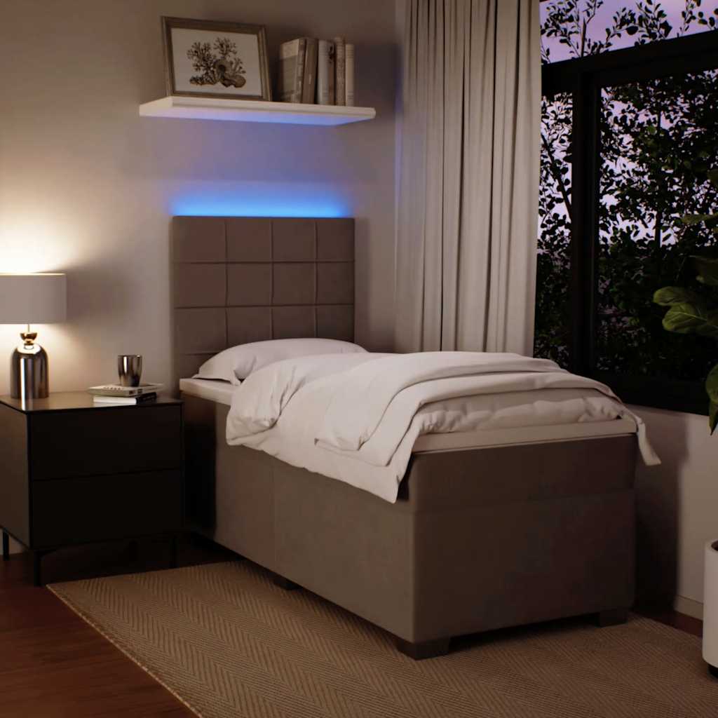 Boxspring met matras fluweel lichtgrijs 100x200 cm is nu te koop bij PeponiXL, paradijselijk wonen!