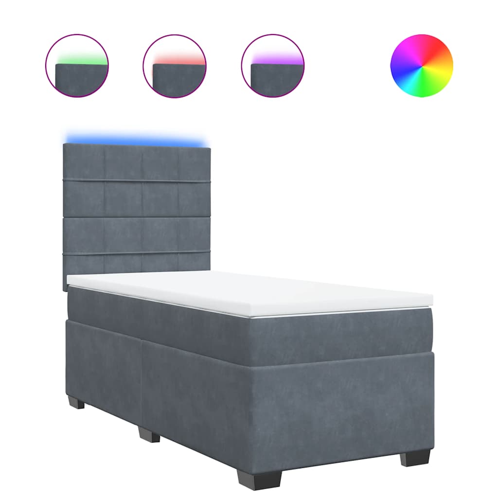 Boxspring met matras fluweel donkergrijs 100x200 cm is nu te koop bij PeponiXL, paradijselijk wonen!