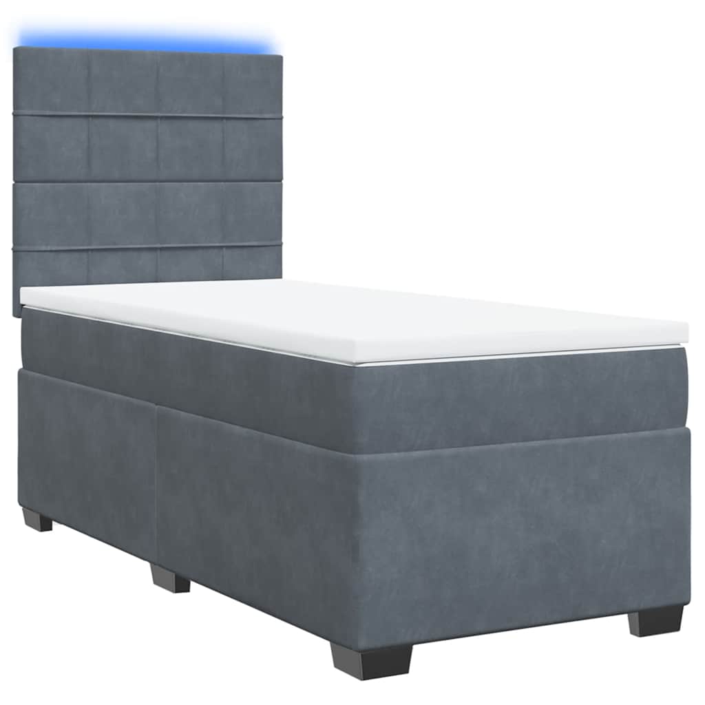 Boxspring met matras fluweel donkergrijs 100x200 cm is nu te koop bij PeponiXL, paradijselijk wonen!