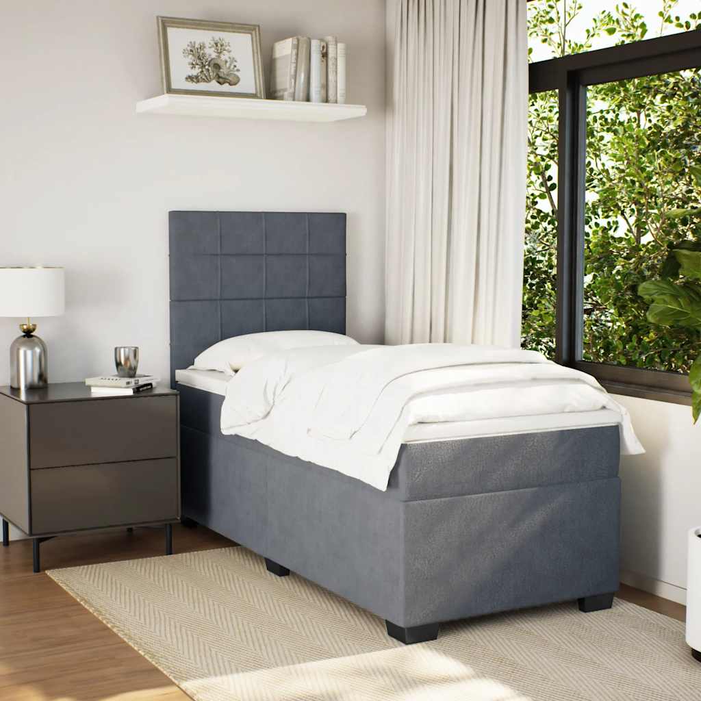 Boxspring met matras fluweel donkergrijs 100x200 cm is nu te koop bij PeponiXL, paradijselijk wonen!