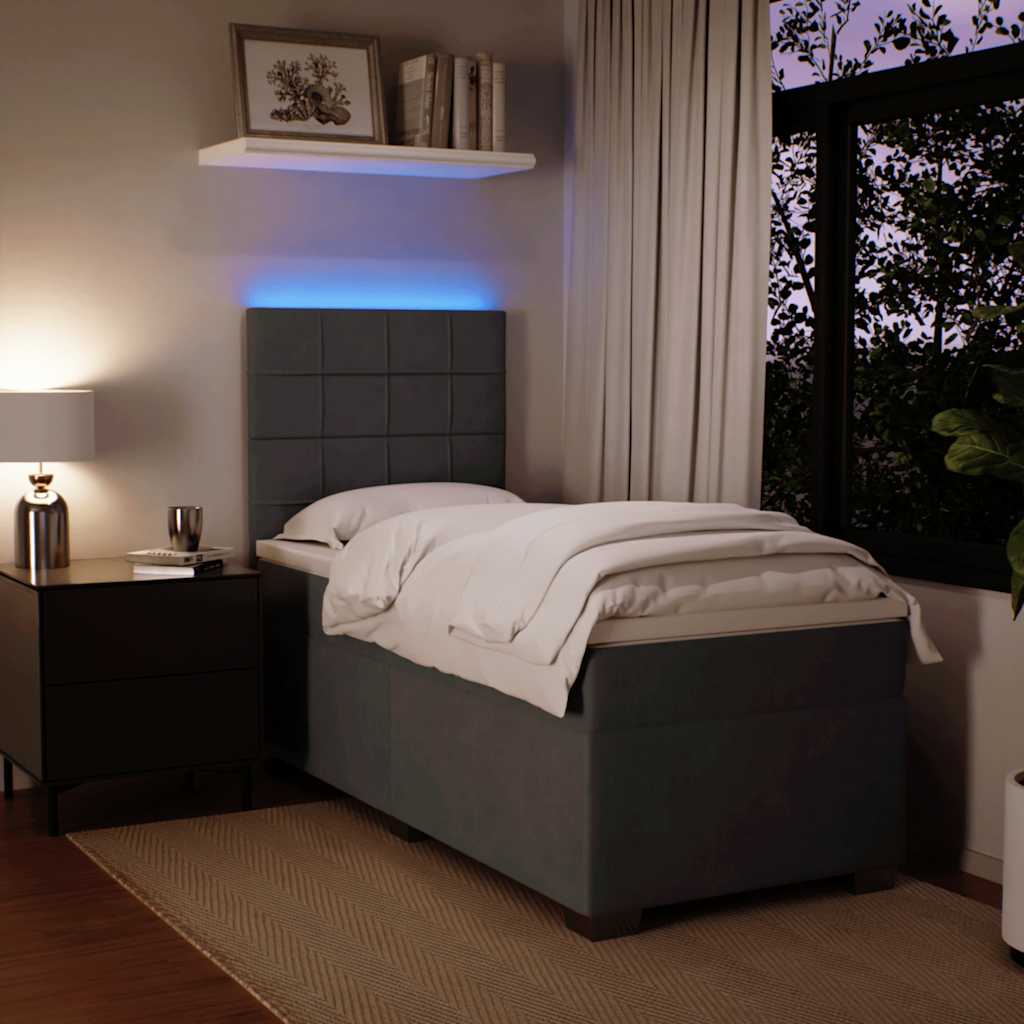 Boxspring met matras fluweel donkergrijs 100x200 cm is nu te koop bij PeponiXL, paradijselijk wonen!