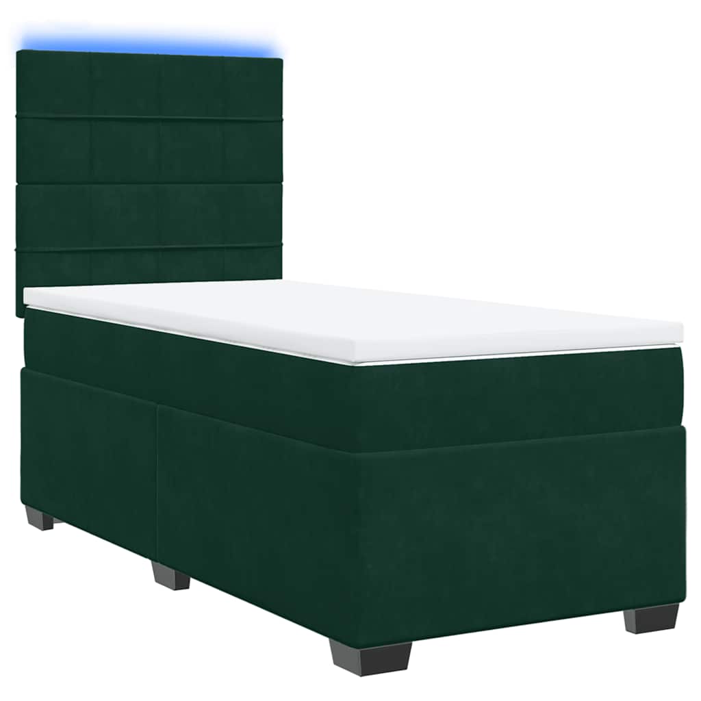 Boxspring met matras fluweel donkergroen 100x200 cm is nu te koop bij PeponiXL, paradijselijk wonen!