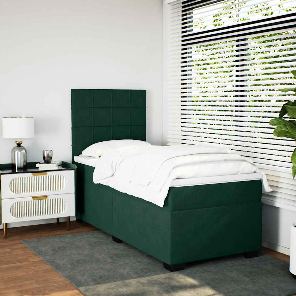 Boxspring met matras fluweel donkergroen 100x200 cm is nu te koop bij PeponiXL, paradijselijk wonen!
