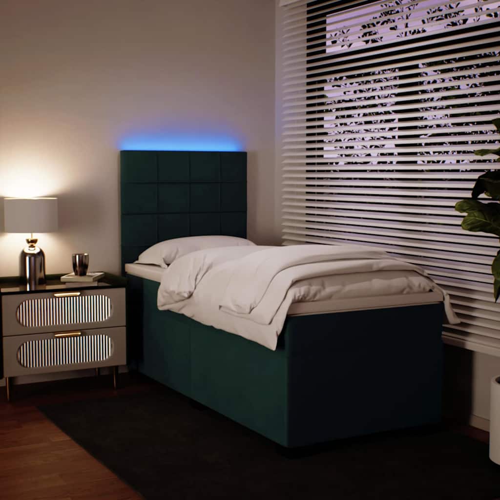 Boxspring met matras fluweel donkergroen 100x200 cm is nu te koop bij PeponiXL, paradijselijk wonen!