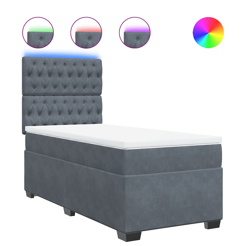 Boxspring met matras fluweel donkergrijs 100x200 cm is nu te koop bij PeponiXL, paradijselijk wonen!