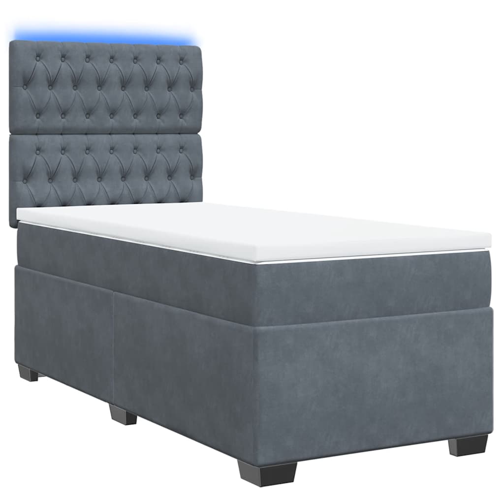 Boxspring met matras fluweel donkergrijs 100x200 cm is nu te koop bij PeponiXL, paradijselijk wonen!