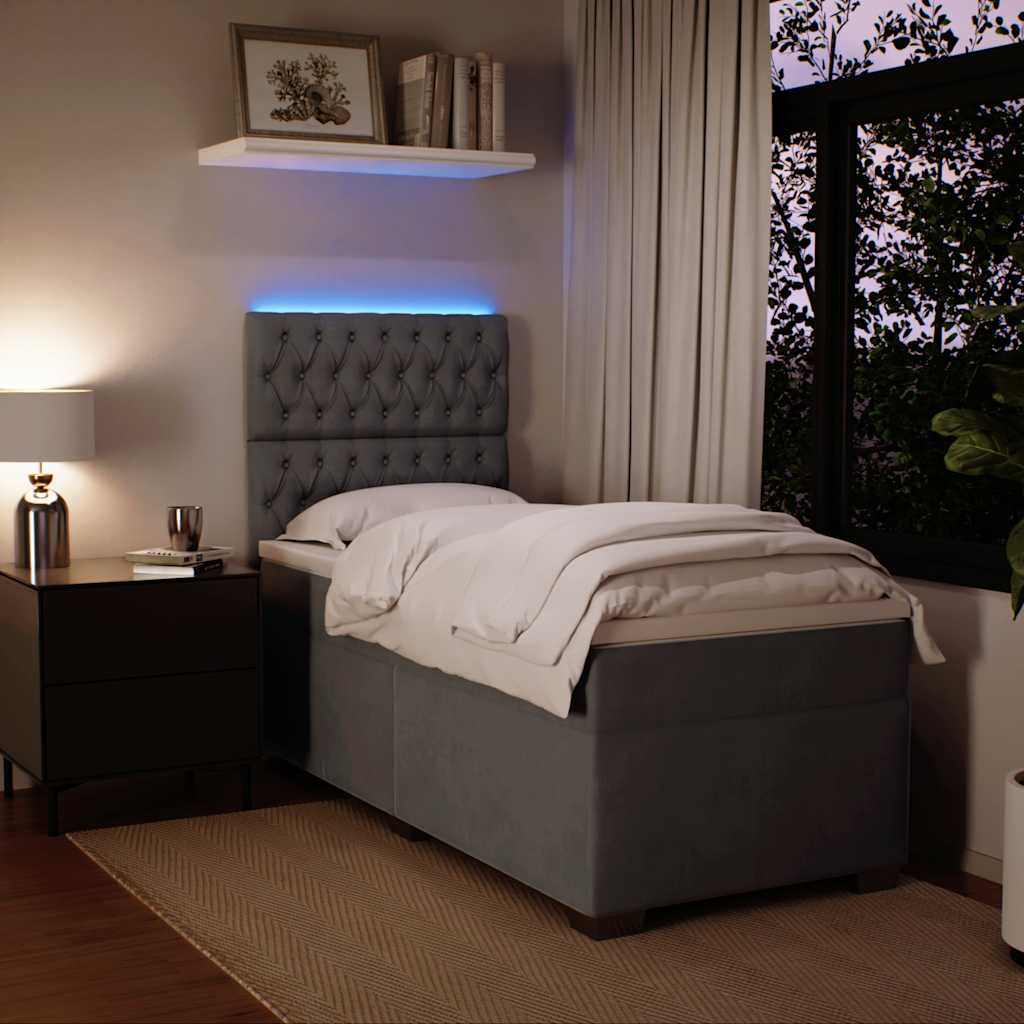 Boxspring met matras fluweel donkergrijs 100x200 cm is nu te koop bij PeponiXL, paradijselijk wonen!