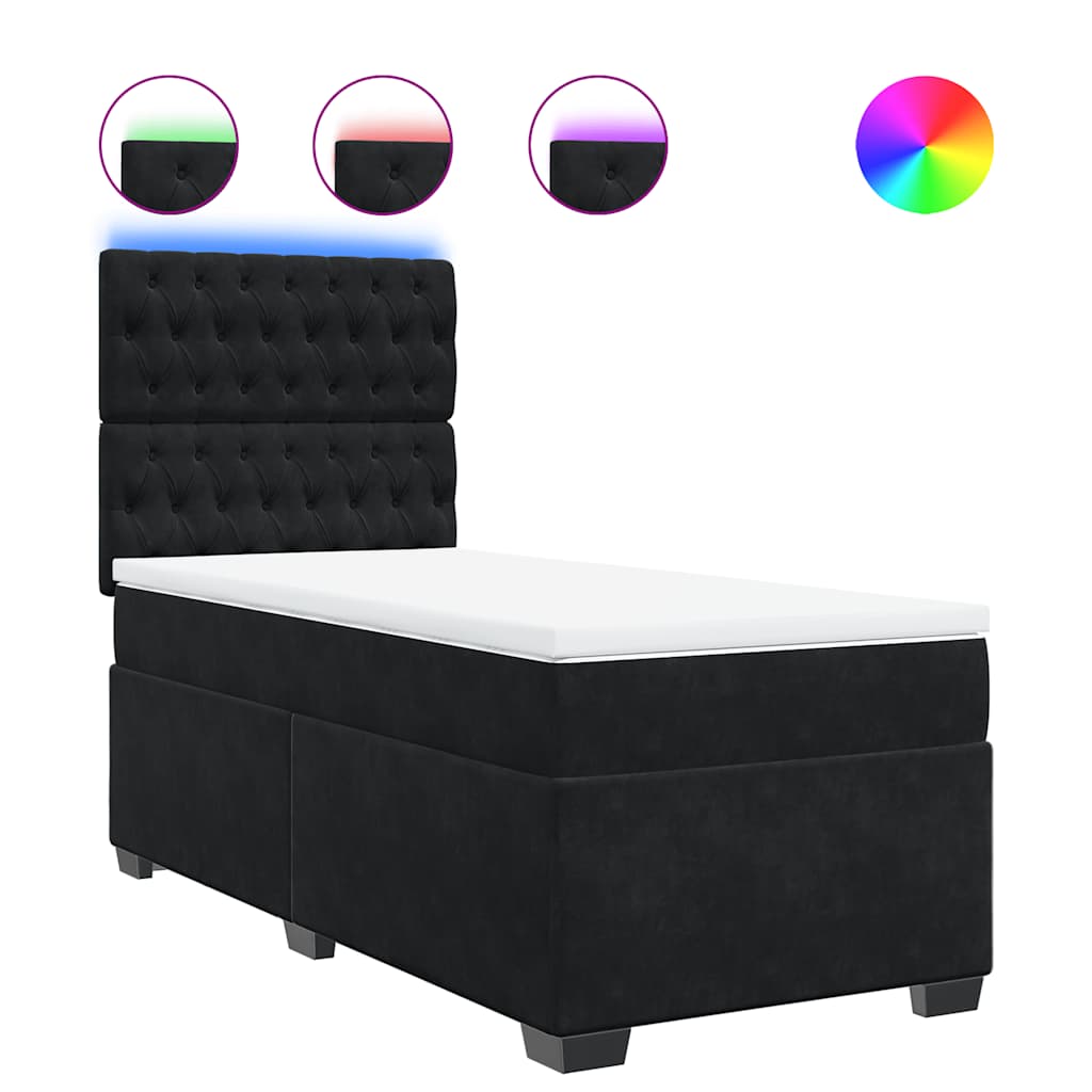 Boxspring met matras fluweel zwart 100x200 cm is nu te koop bij PeponiXL, paradijselijk wonen!
