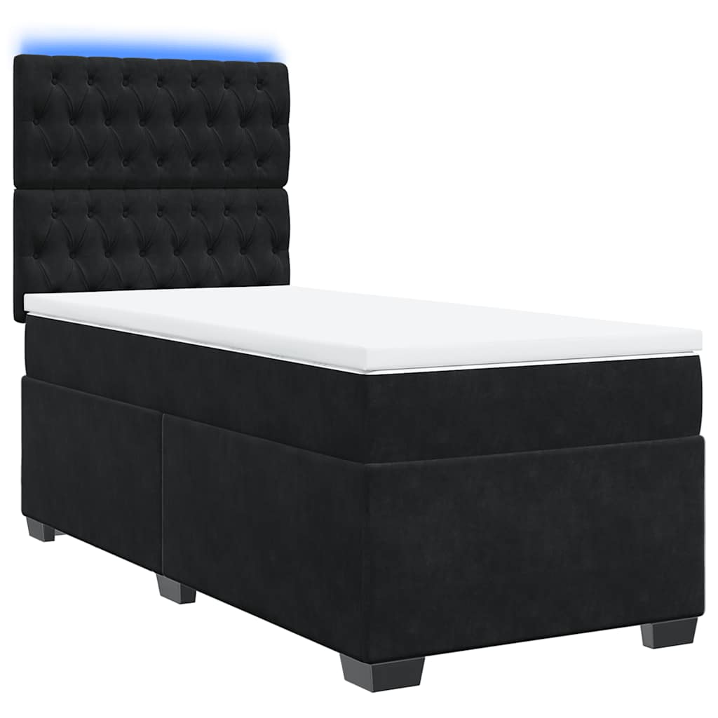 Boxspring met matras fluweel zwart 100x200 cm is nu te koop bij PeponiXL, paradijselijk wonen!