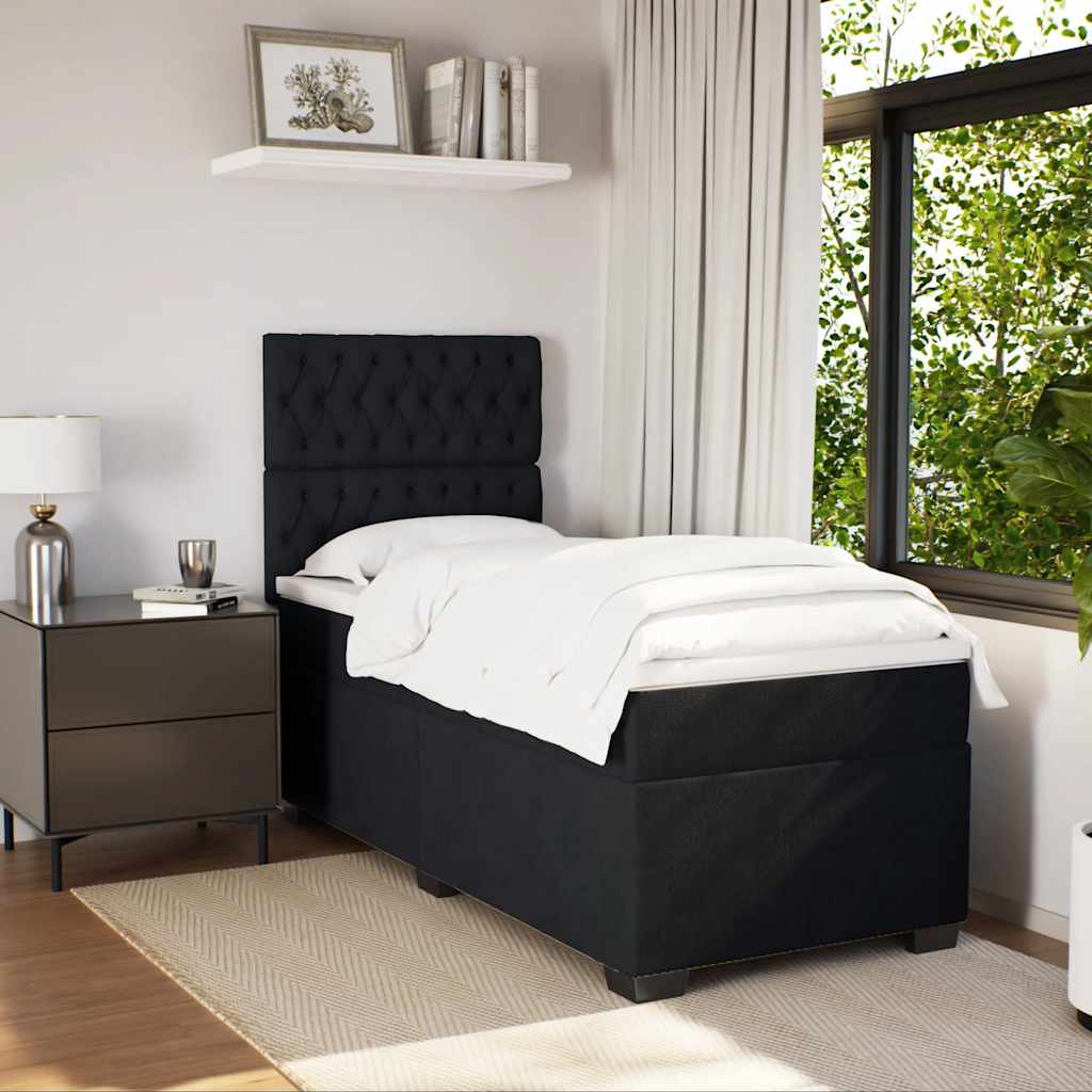 Boxspring met matras fluweel zwart 100x200 cm is nu te koop bij PeponiXL, paradijselijk wonen!