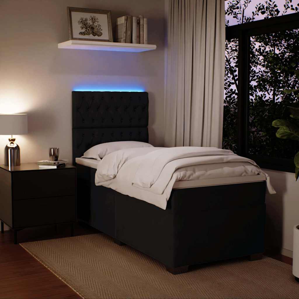Boxspring met matras fluweel zwart 100x200 cm is nu te koop bij PeponiXL, paradijselijk wonen!