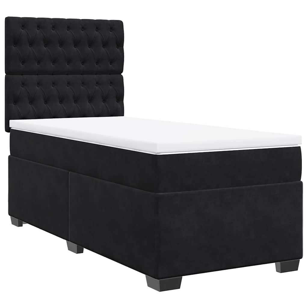 Boxspring met matras fluweel zwart 100x200 cm is nu te koop bij PeponiXL, paradijselijk wonen!