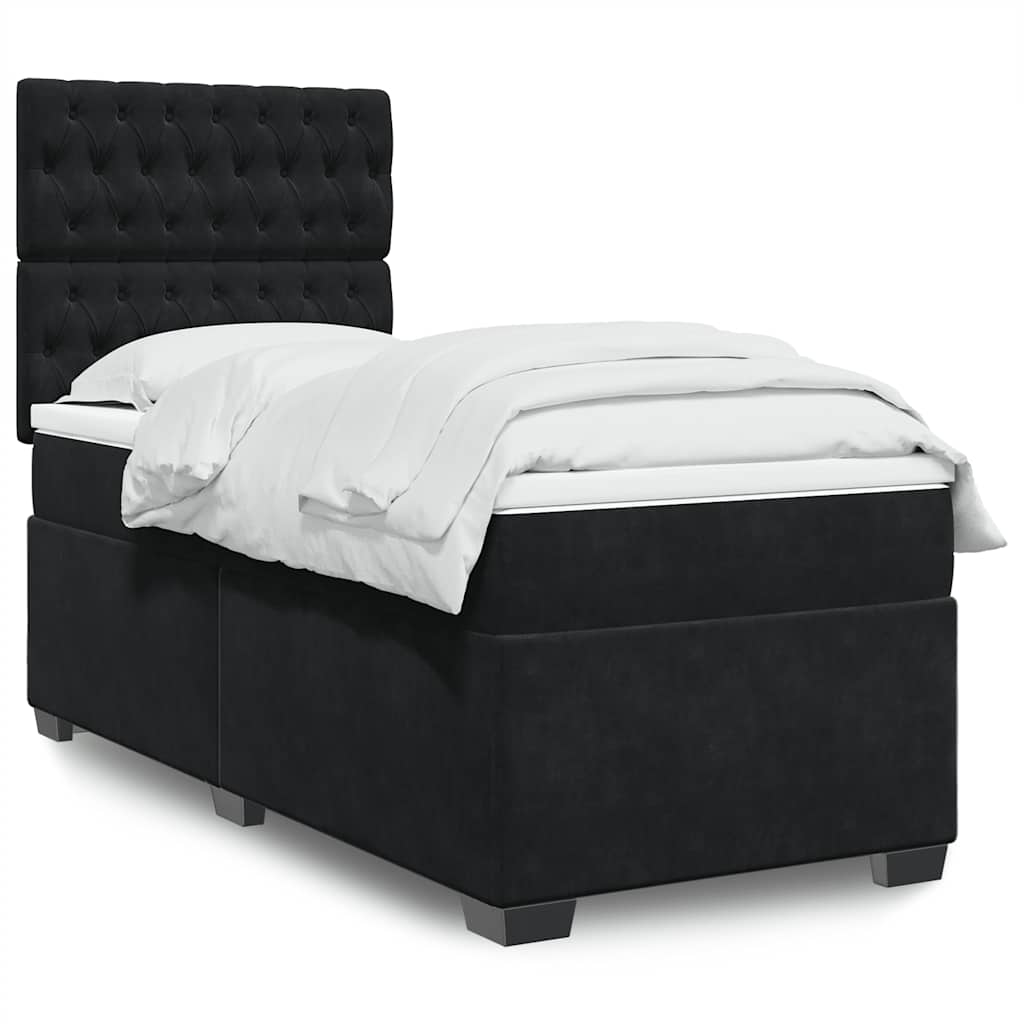 Boxspring met matras fluweel zwart 100x200 cm is nu te koop bij PeponiXL, paradijselijk wonen!