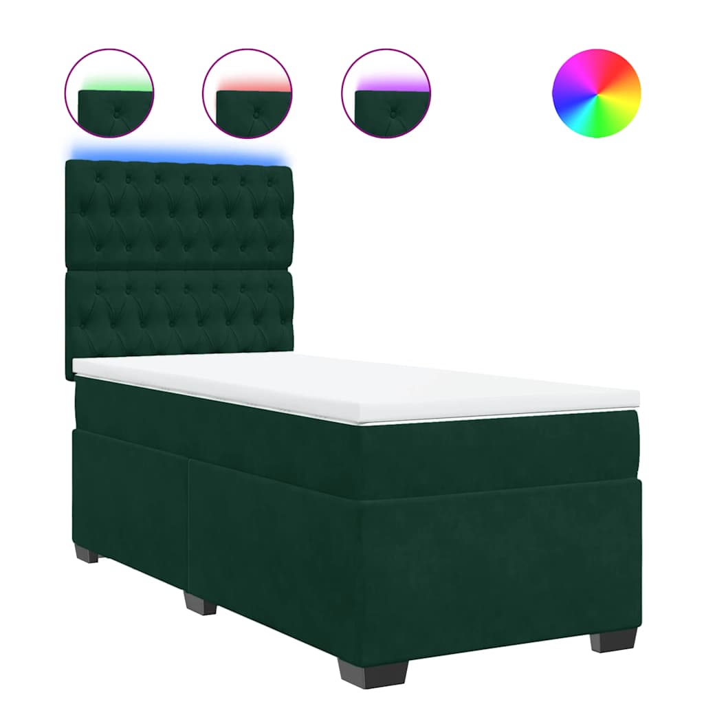 Boxspring met matras fluweel donkergroen 100x200 cm is nu te koop bij PeponiXL, paradijselijk wonen!