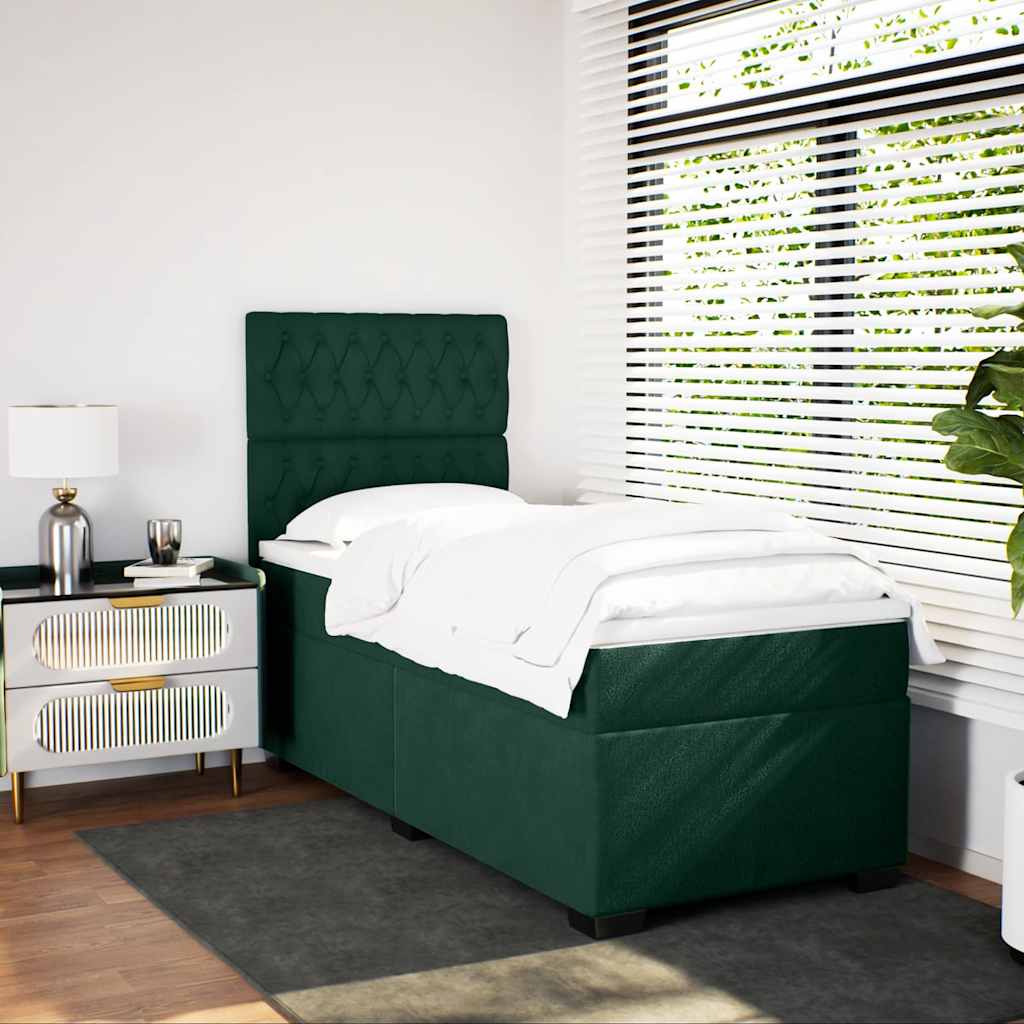 Boxspring met matras fluweel donkergroen 100x200 cm is nu te koop bij PeponiXL, paradijselijk wonen!
