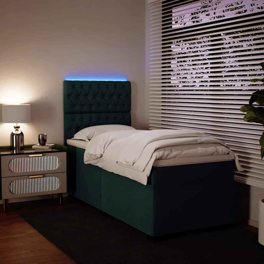 Boxspring met matras fluweel donkergroen 100x200 cm is nu te koop bij PeponiXL, paradijselijk wonen!