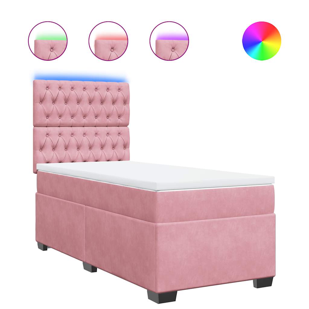 Boxspring met matras fluweel roze 100x200 cm is nu te koop bij PeponiXL, paradijselijk wonen!
