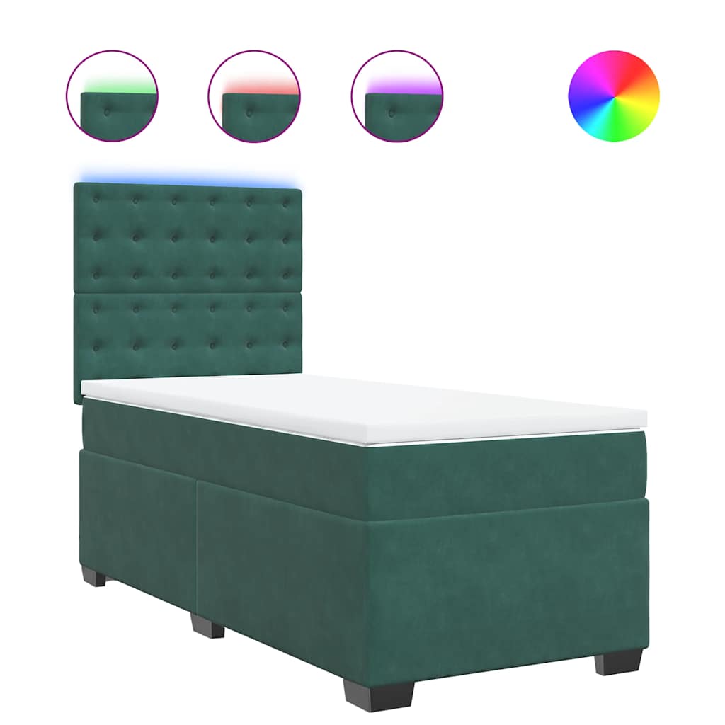 Boxspring met matras fluweel donkergroen 100x200 cm is nu te koop bij PeponiXL, paradijselijk wonen!