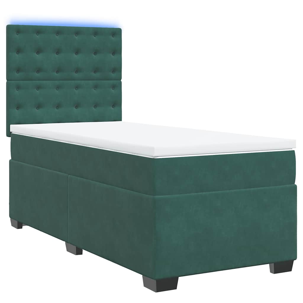 Boxspring met matras fluweel donkergroen 100x200 cm is nu te koop bij PeponiXL, paradijselijk wonen!