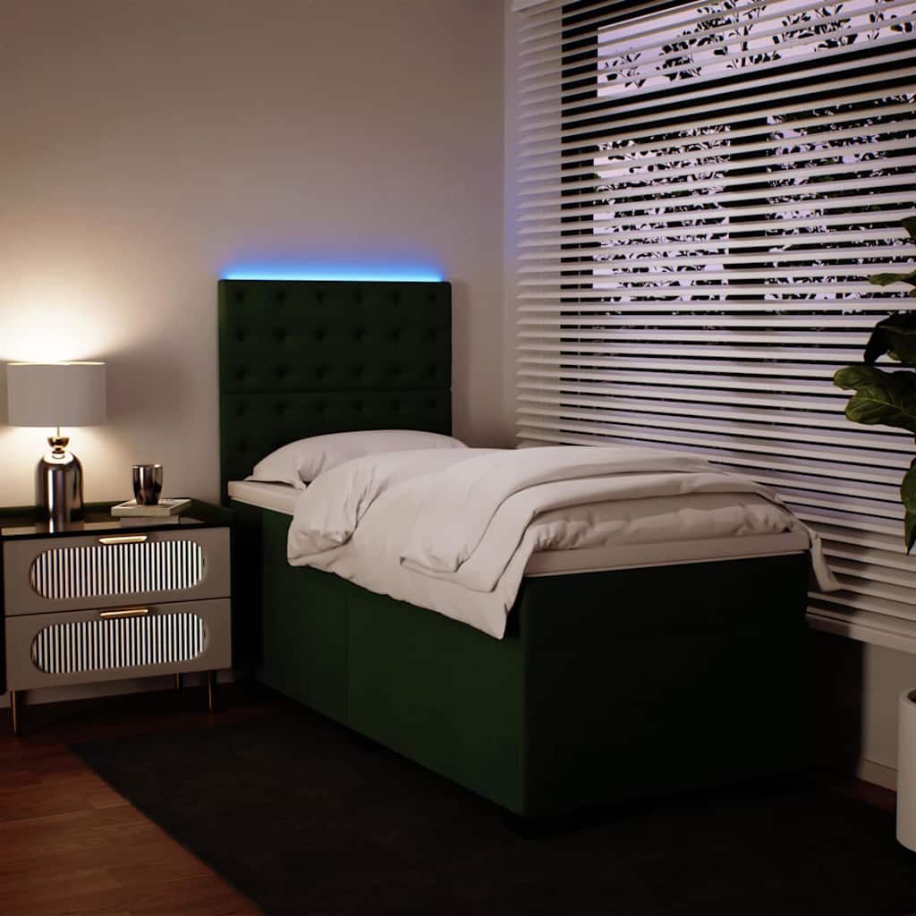 Boxspring met matras fluweel donkergroen 100x200 cm is nu te koop bij PeponiXL, paradijselijk wonen!