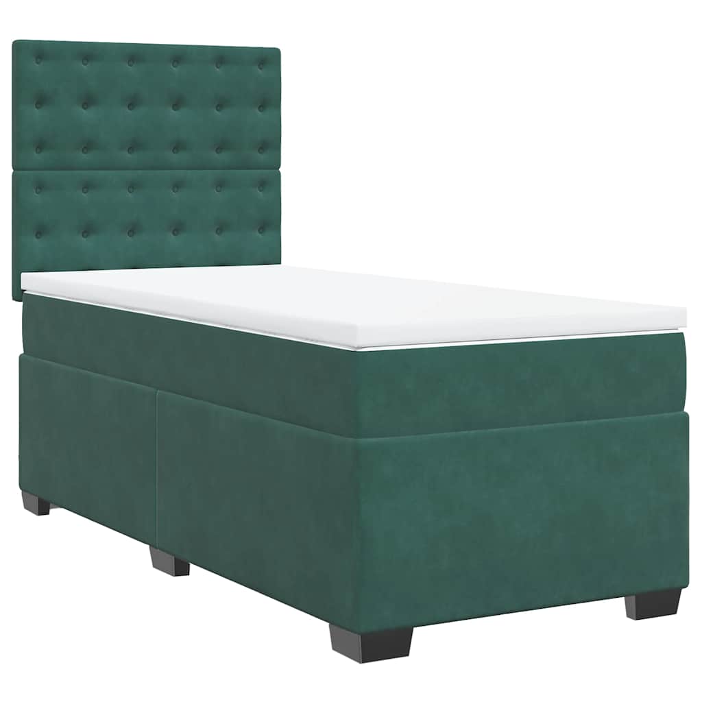 Boxspring met matras fluweel donkergroen 100x200 cm is nu te koop bij PeponiXL, paradijselijk wonen!