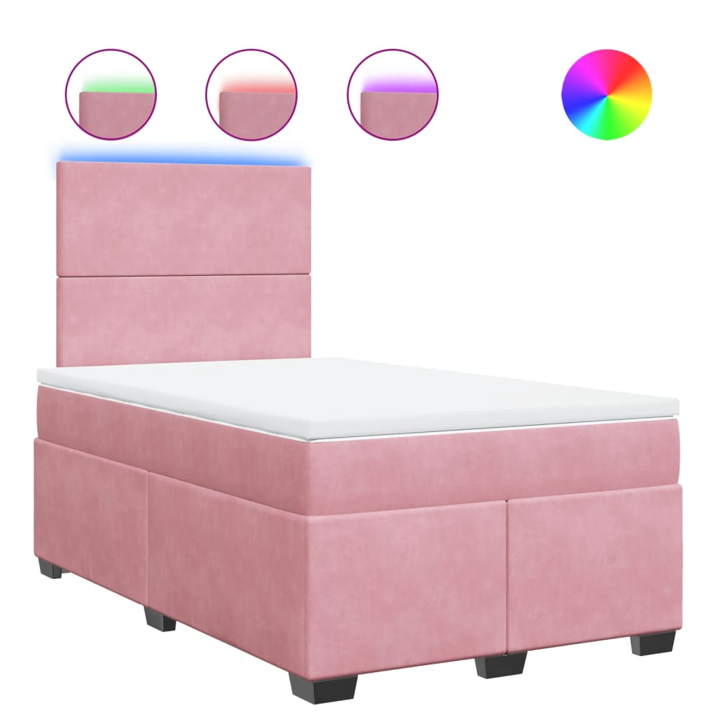 Boxspring met matras fluweel roze 120x190 cm is nu te koop bij PeponiXL, paradijselijk wonen!