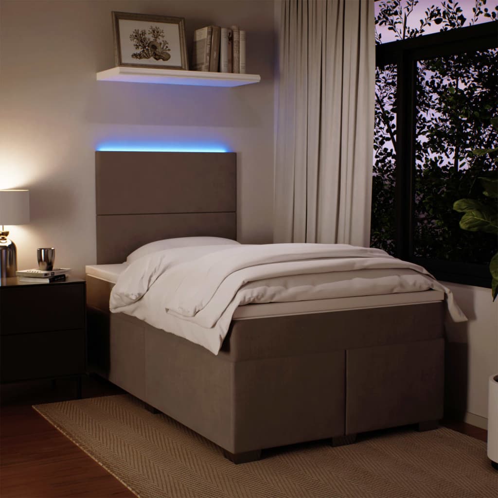 Boxspring met matras fluweel lichtgrijs 120x190 cm is nu te koop bij PeponiXL, paradijselijk wonen!
