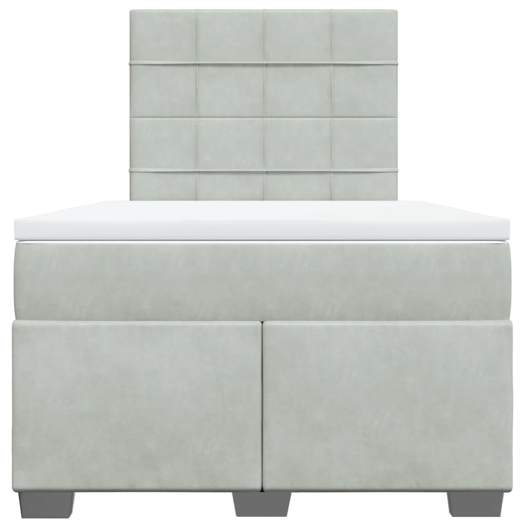Boxspring met matras fluweel lichtgrijs 120x190 cm is nu te koop bij PeponiXL, paradijselijk wonen!
