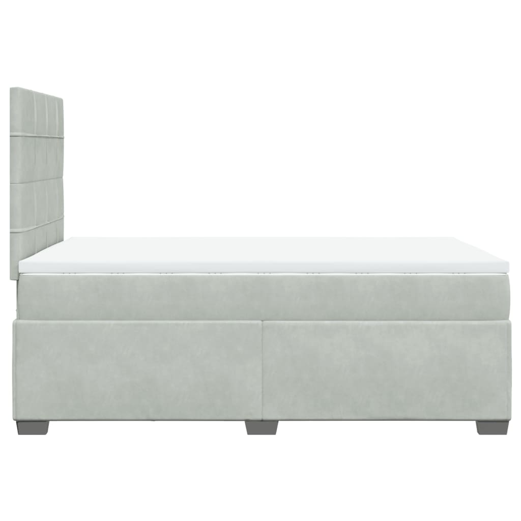 Boxspring met matras fluweel lichtgrijs 120x190 cm is nu te koop bij PeponiXL, paradijselijk wonen!