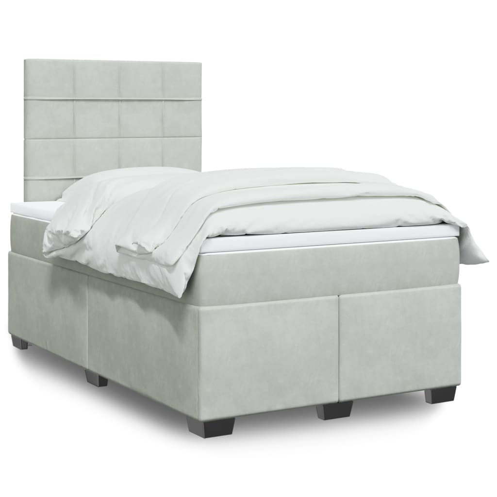 Boxspring met matras fluweel lichtgrijs 120x190 cm is nu te koop bij PeponiXL, paradijselijk wonen!