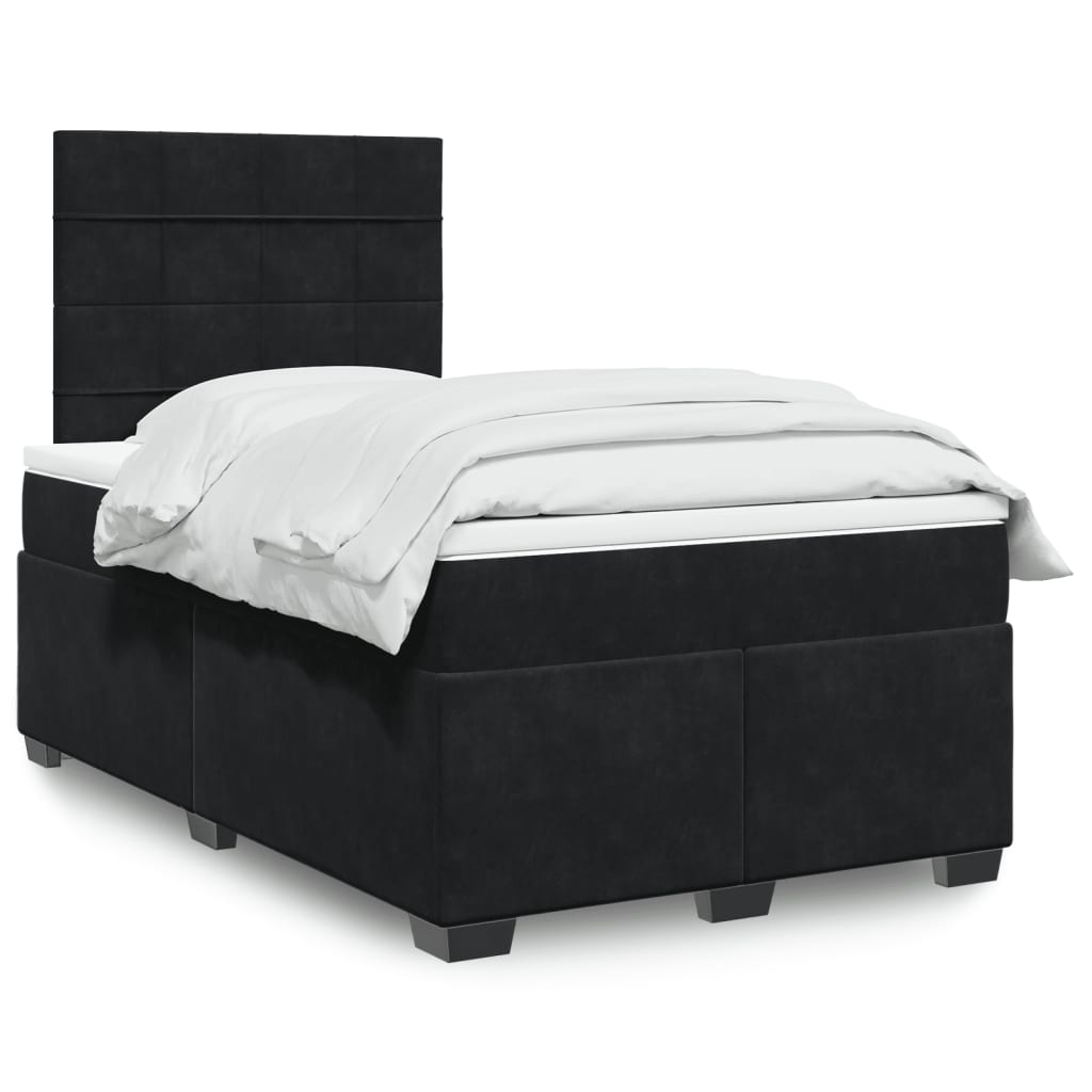 Boxspring met matras fluweel zwart 120x190 cm is nu te koop bij PeponiXL, paradijselijk wonen!