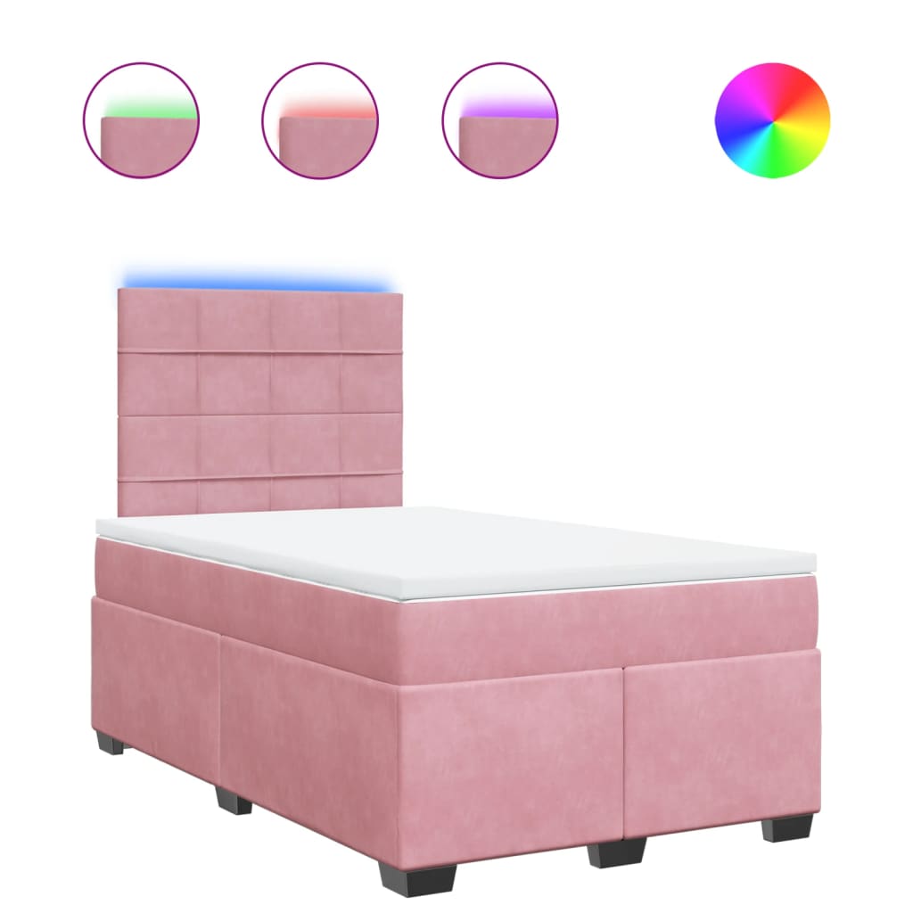 Boxspring met matras fluweel roze 120x190 cm is nu te koop bij PeponiXL, paradijselijk wonen!